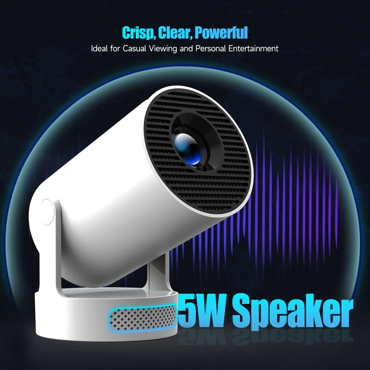 Mini Video Home Theater Projector 4K 720P With 5W Speaker Android 11 8000 Lumens WiFi 6 BT5.4