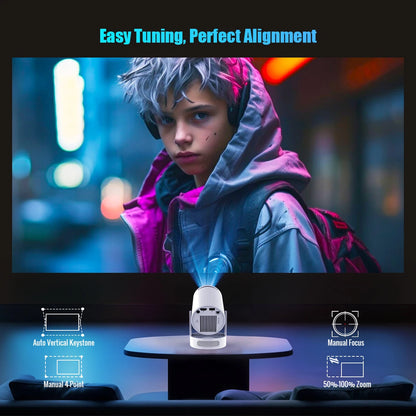 Mini Video Home Theater Projector 4K 720P With 5W Speaker Android 11 8000 Lumens WiFi 6 BT5.4